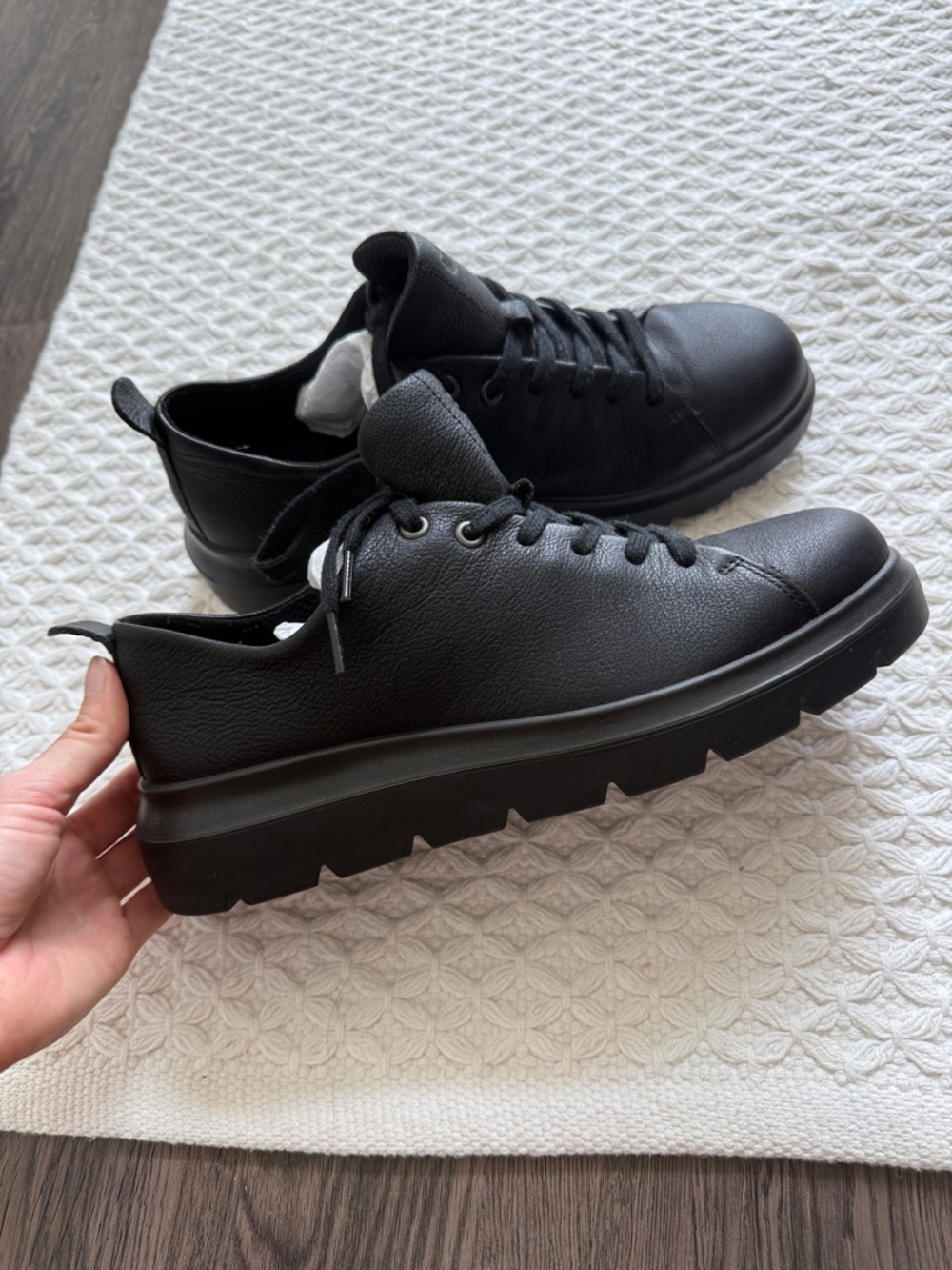 Ecco Black Leather Chunky Sole Sneakers